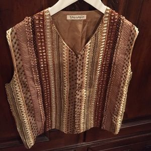 Vintage TAHARI Sparkling BEADED SILK VEST